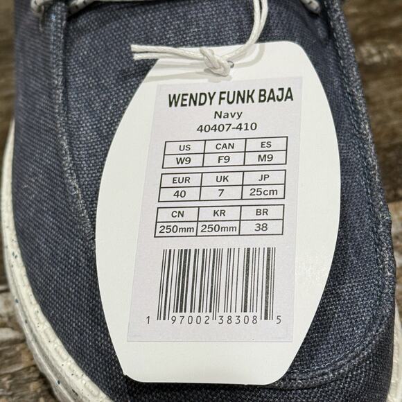 Hey Dude Shoes Wendy Funk Baja Slip On Loafer Womens Size 9 Navy Blue Casual NIB - Picture 9 of 12